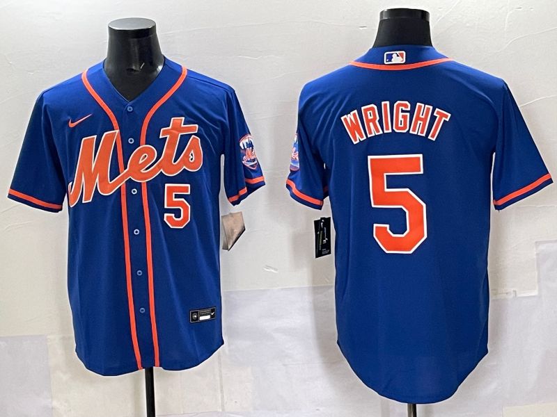 Men 2025 New York Mets #5 Wright Blue Game Nike MLB Jersey style 013